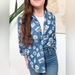vintage 90s Liz Claiborne denim button-up top